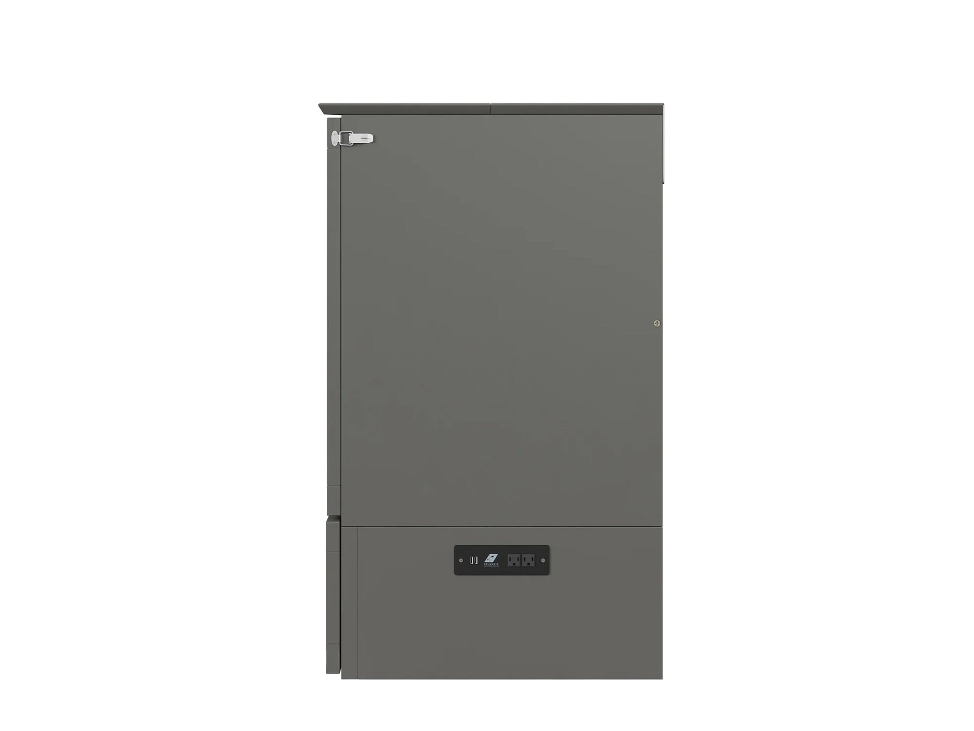 Hamilton Queen Solid Wood Murphy Bed Chest with Mattress, Drawer and Charger in Gray