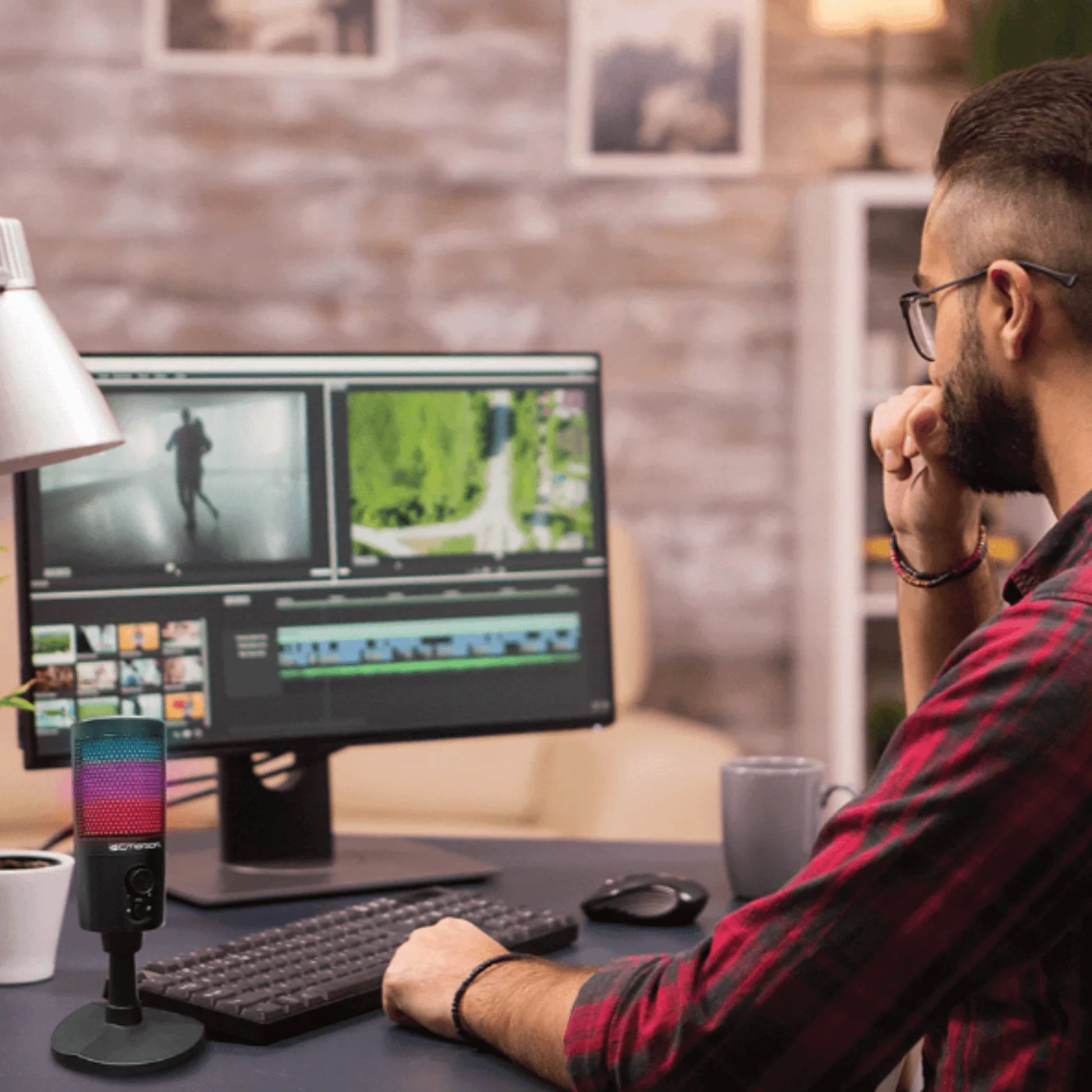 Emerson RGB Lighting USB Gaming and Streaming Microphone with Tap-to-Mute Feature