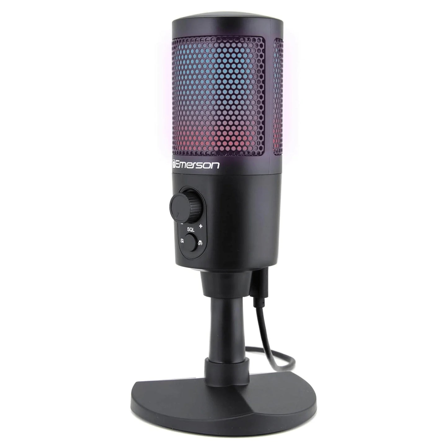 Emerson RGB Lighting USB Gaming and Streaming Microphone with Tap-to-Mute Feature