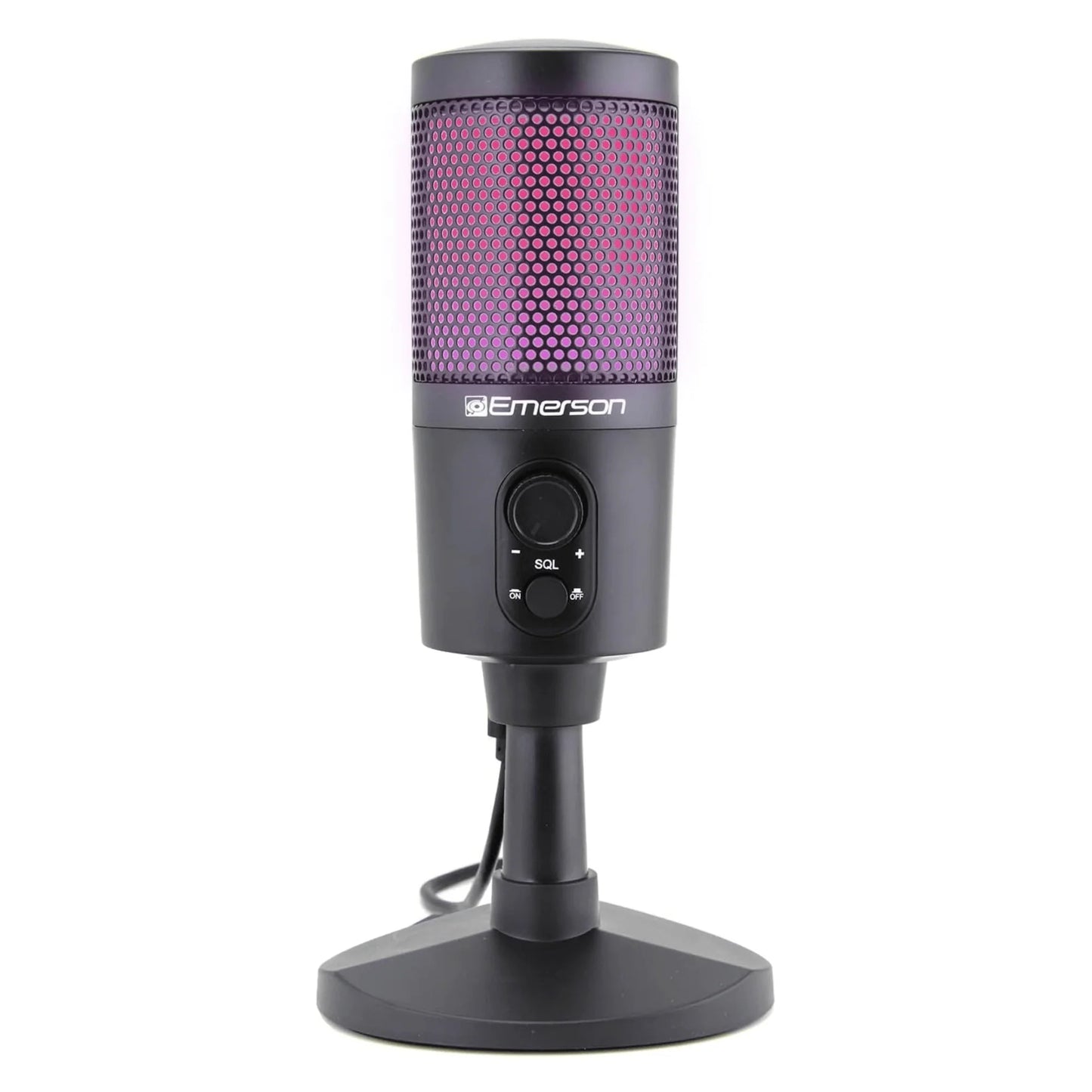 Emerson RGB Lighting USB Gaming and Streaming Microphone with Tap-to-Mute Feature