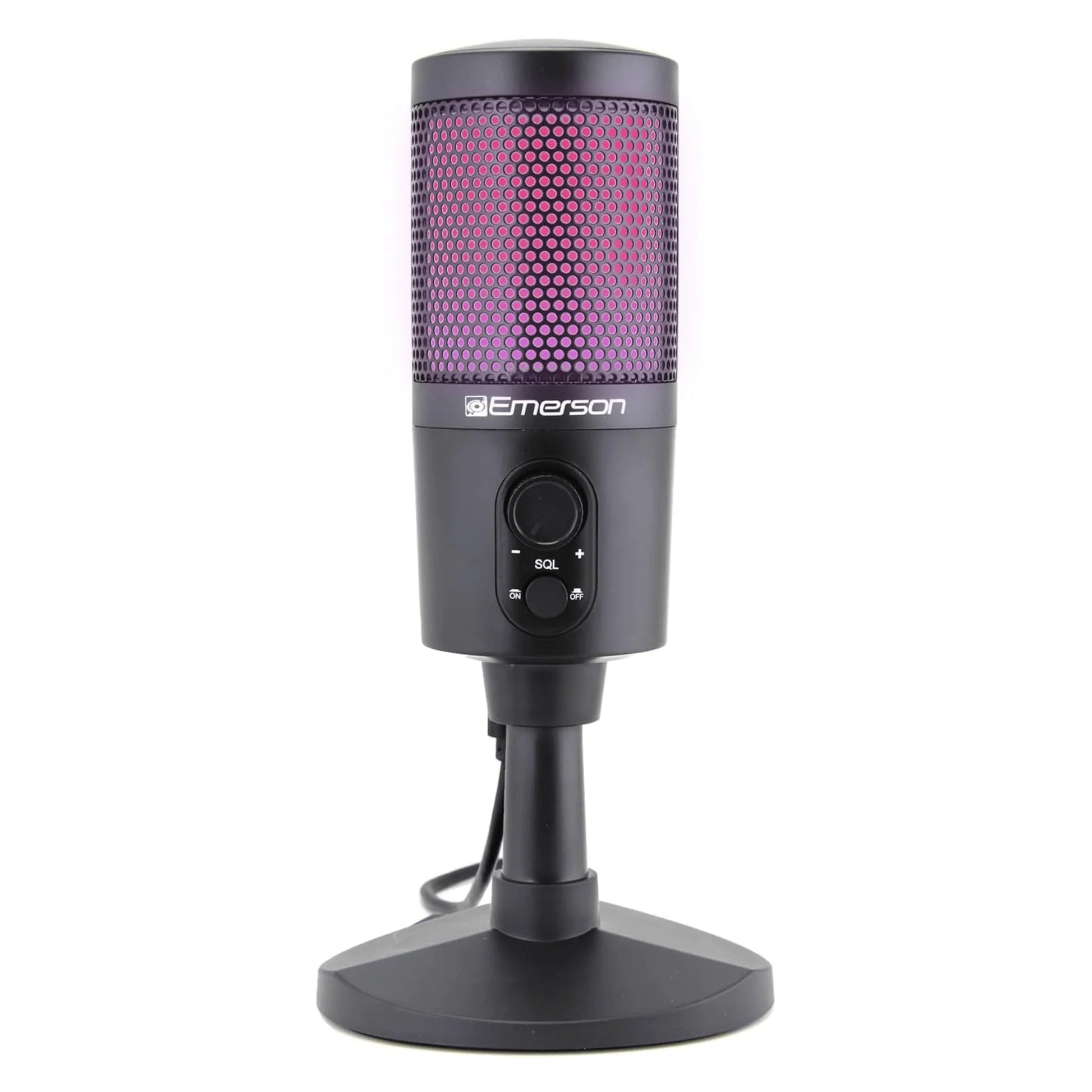 Emerson RGB Lighting USB Gaming and Streaming Microphone with Tap-to-Mute Feature